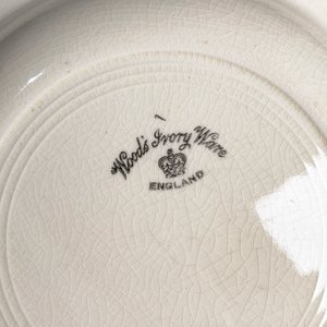 Siete Platos Hondos Loza Inglesa Woods Ivory Ware con Guarda Naranja y Flores - imagen 4