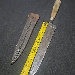 Cuchillo Antiguo Guazubirá con Vaina de Cuero y Hoja de Acero Solingen - imagen 6