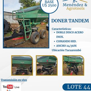 Sembradora Donder Tandem Doble Disco Acero Inoxidable - imagen 1