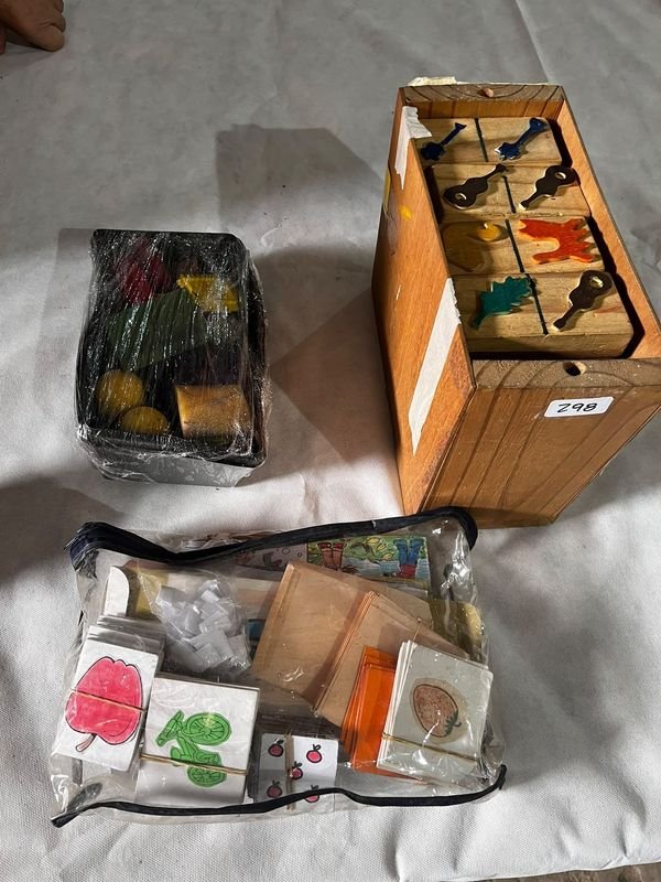 Accesorios de Domino de Madera con Figuras y Esponjas