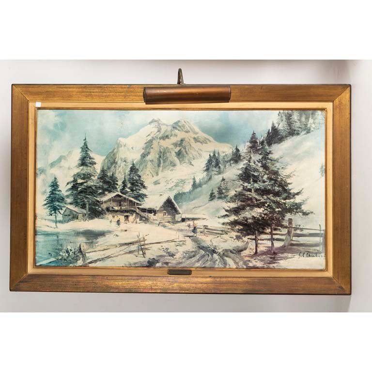 Pintura de paisaje invernal de G. Chiabert