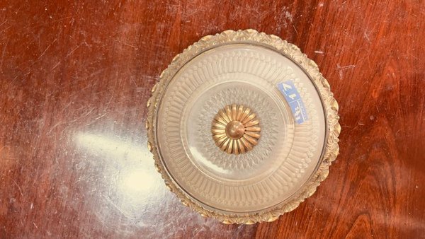 VINTAGE PLAFON VIDRIO Y BRONCE - Artículo de vidrio y bronce antiguo - imagen 6