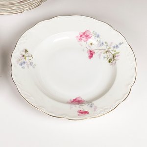 Diez Platos Hondos de Porcelana Alemana KPM con Decoración Floral - imagen 4