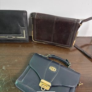 Lote de 3 Carteras Clásicas de Cuero y Piel de Serpiente - imagen 4