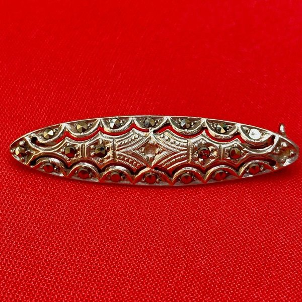 Antiguo prendedor de plata con marquesitas para venta - imagen 2
