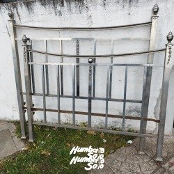 Respaldo y Piecera de Bronce Niquelado para Cama de Dos Plazas Antiguo