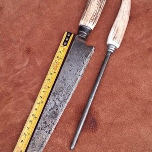 Yunta de Cuchillo y Pinche con Mangos de Hueso - imagen 2
