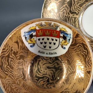 Dúo de Tazas de Café de Porcelana Alemana con Escudo "Köln a. Rhein" - imagen 6