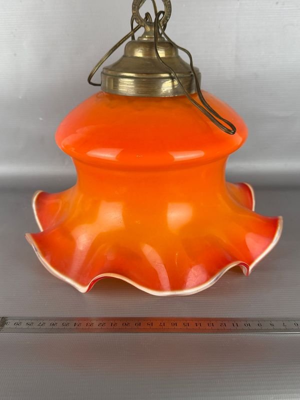 Lámpara Colgante de Opalina Naranja con Detalle