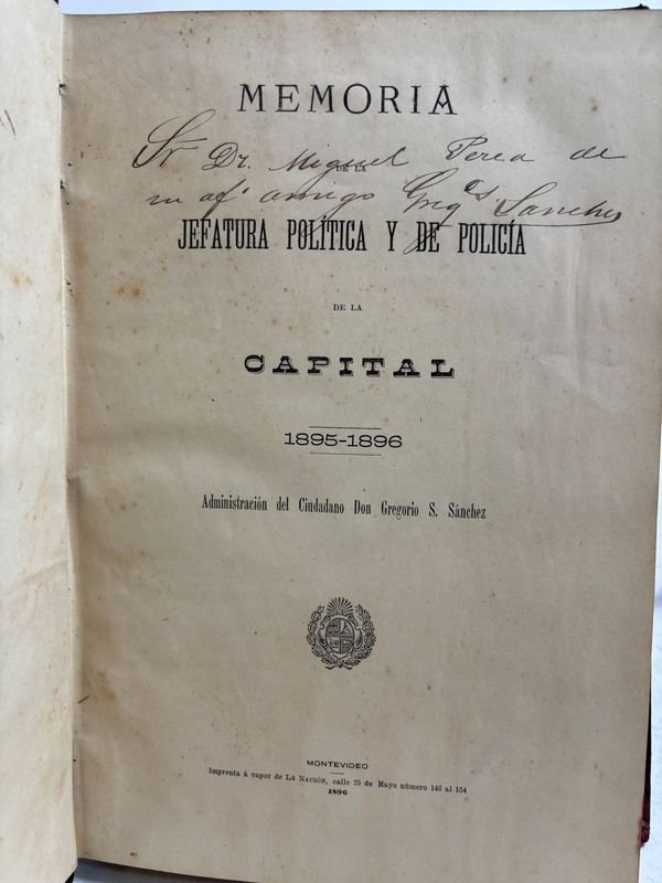 Libro de Memoria Jefatura Politica y de Policia de la Capital - Montevideo 1896 - imagen 3