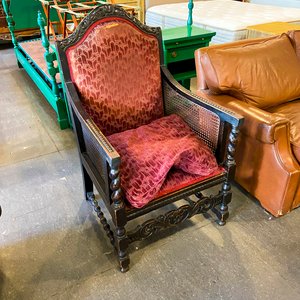 Sillón Luis XV y Sofá de Cuero Marrón Estilo Clásico - imagen 1