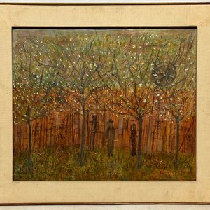 Oleo "Bosque con personajes" de Eva Olivetti, 50 x 60 cm - imagen 2