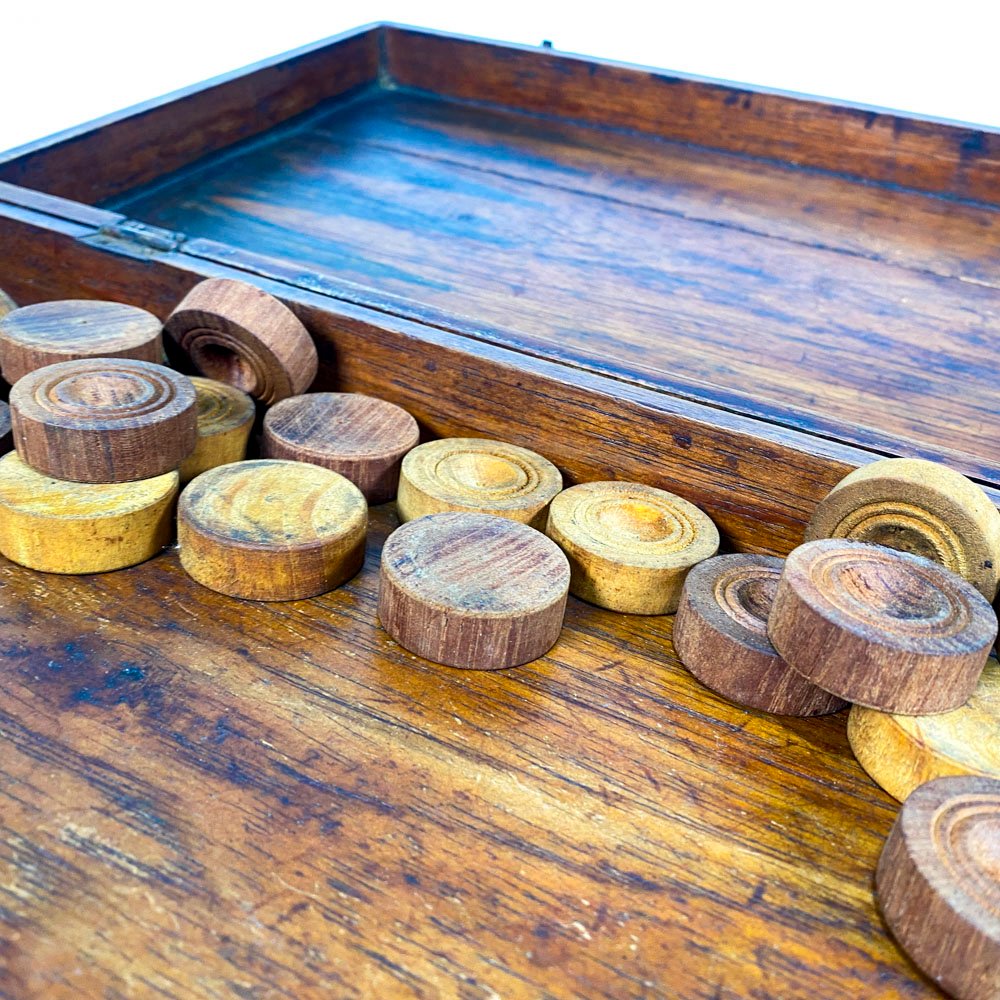 Juego de Backgammon antiguo con tablero y fichas - imagen 2
