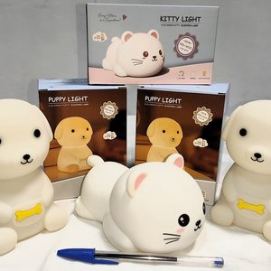 Luces Veladoras Infantiles Recargables: 2 Perritos y 1 Gatita - imagen 2
