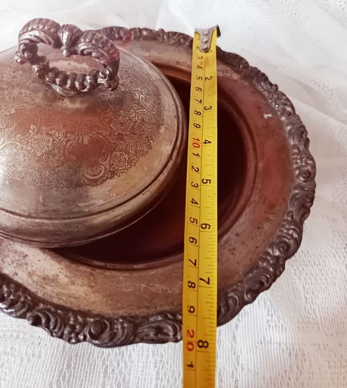 Sopera o Centro de Mesa Antiguo en Metal Plateado - Estilo Victoriano - imagen 9