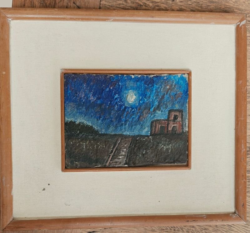 Cuadro "Noche de Luna" de Juan Storm, 17 x 13 cm