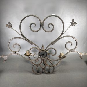 Aplique de Pared Grande de Hierro Forjado con Diseño de Hojas y Tres Luces - imagen 5