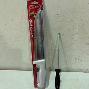 Lote siguiente: Cuchilla de Chef Tuomei de 9" y Chaira sin uso