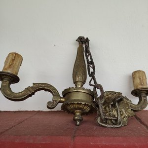 Lámpara de Techo Antigua de Bronce con Cadena - imagen 3