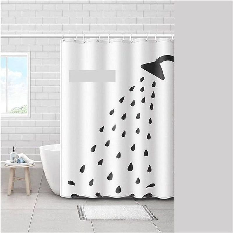 Cortina de baño con argollas y accesorios para el baño
