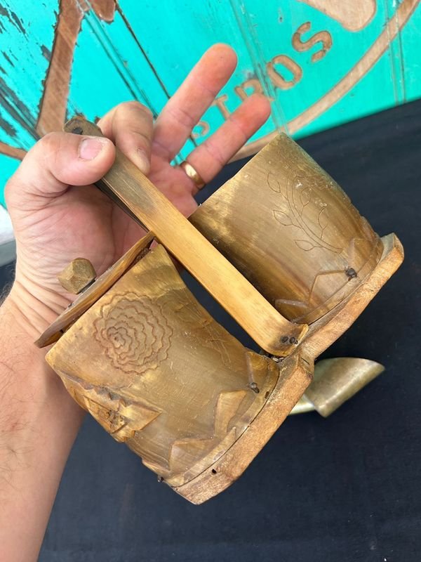 Matera para yerba y azúcar de antaño en guampa - Un conjunto antiguo - imagen 3
