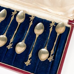 Doce Cucharitas de Metal Labradas para Té con Estuche - Origen Italia - imagen 4