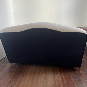 Sofá de 2 Cuerpos Tapizado en Terciopelo Beige y Azul - imagen 6
