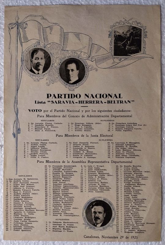 Lista electoral Partido Nacional Uruguay 1925
