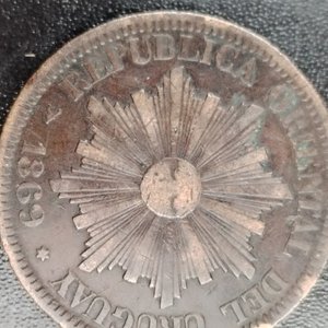 Dos Monedas Uruguay: 2 y 4 Centésimos, 1869 - imagen 6