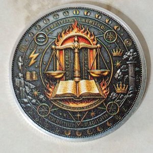 Moneda Coleccionable Tarot La Justicia y Libra con Arcángel Uriel - imagen 1