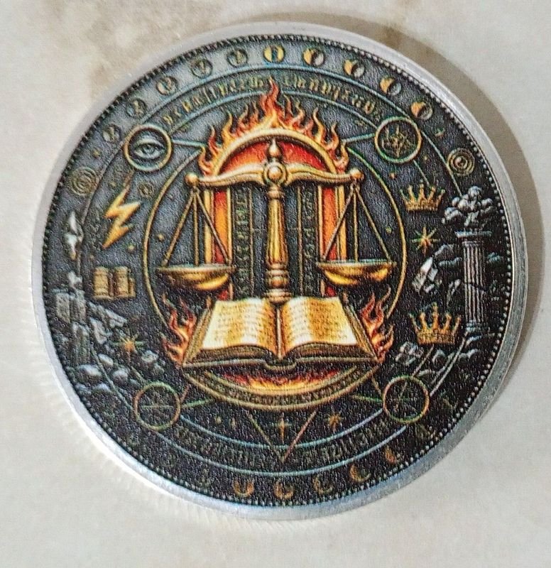 Moneda Coleccionable Tarot La Justicia y Libra con Arcángel Uriel