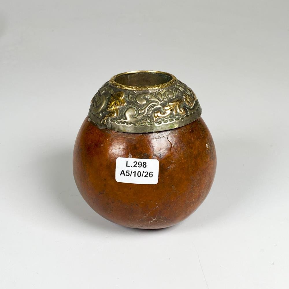 Mate con linda virola de plata y oro decorada (virola media suelta)
