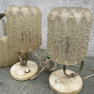 Lámparas de Mesa Vintage con Pantallas Texturizadas y Base de Mármol - imagen 3