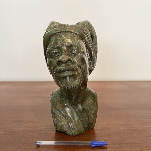 Busto en piedra africana tallado - Escultura de arte africano - imagen 1