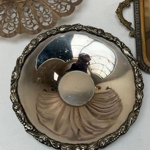 Lote de Bandejas y Platos de Metal Plateado Estilo Antiguo - imagen 8