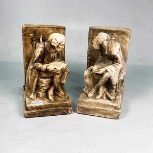 Par de Apoya Libros de Yeso con Figuras Antiguas - imagen 2