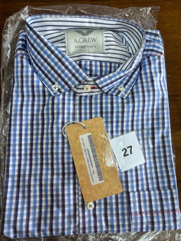 Camisa A.Crew Talle XXL Cuadros Azules y Blancos