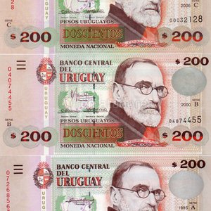 Billetes Uruguayos de $200 Pesos Uruguayos (Serie A, B, C) - imagen 1