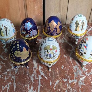 Set de 7 Alhajeros Decorativos Huevo Estilo Fabergé con Motivos Egipcios y Florales - imagen 4