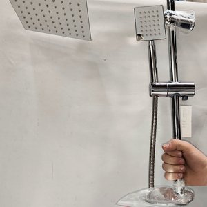 Juego de Ducha Cromado con Cabezal Cuadrado y Ducha Teléfono - imagen 4