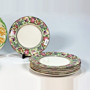 Doce Platos Loza Inglesa con Decoración Floral - Seis Blancos y Seis Beige - imagen 4
