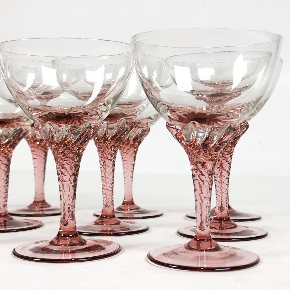 Copas de vino en cristal con vástago color rosado - imagen 3