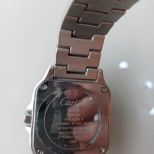 Reloj Cartier Santos Dumont Réplica Acero Caja Cuadrada Fondo Negro - imagen 4