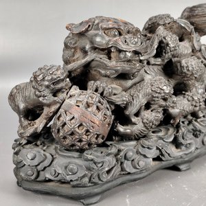 Figura Estilo Asiático Perro Foo con Cachorros en Resina - imagen 4