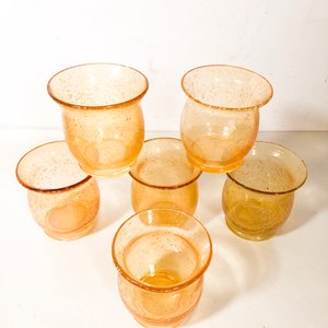 Seis Floreros de Vidrio con Burbujas Color Ámbar - imagen 2