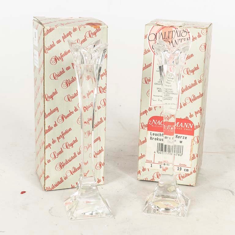 Par de Candeleros de Cristal Alemán Nachtmann - 19 cm
