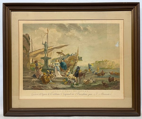Lote anterior: Grabado Frances: Escena de Puerto - Pintura en Ola sobre Lienzo