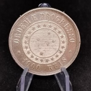Moneda de Plata Brasileña 1.000 Reis de 1889 - imagen 3