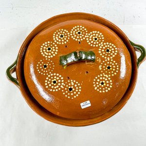 Olla de Cerámica Artesanal con Tapa y Decoración Floral - imagen 2
