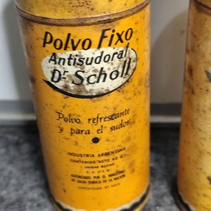 Dos tarros antiguos Dr. Scholl: Polvo Fixo Antisu-doral y Jabón Pédico - imagen 2
